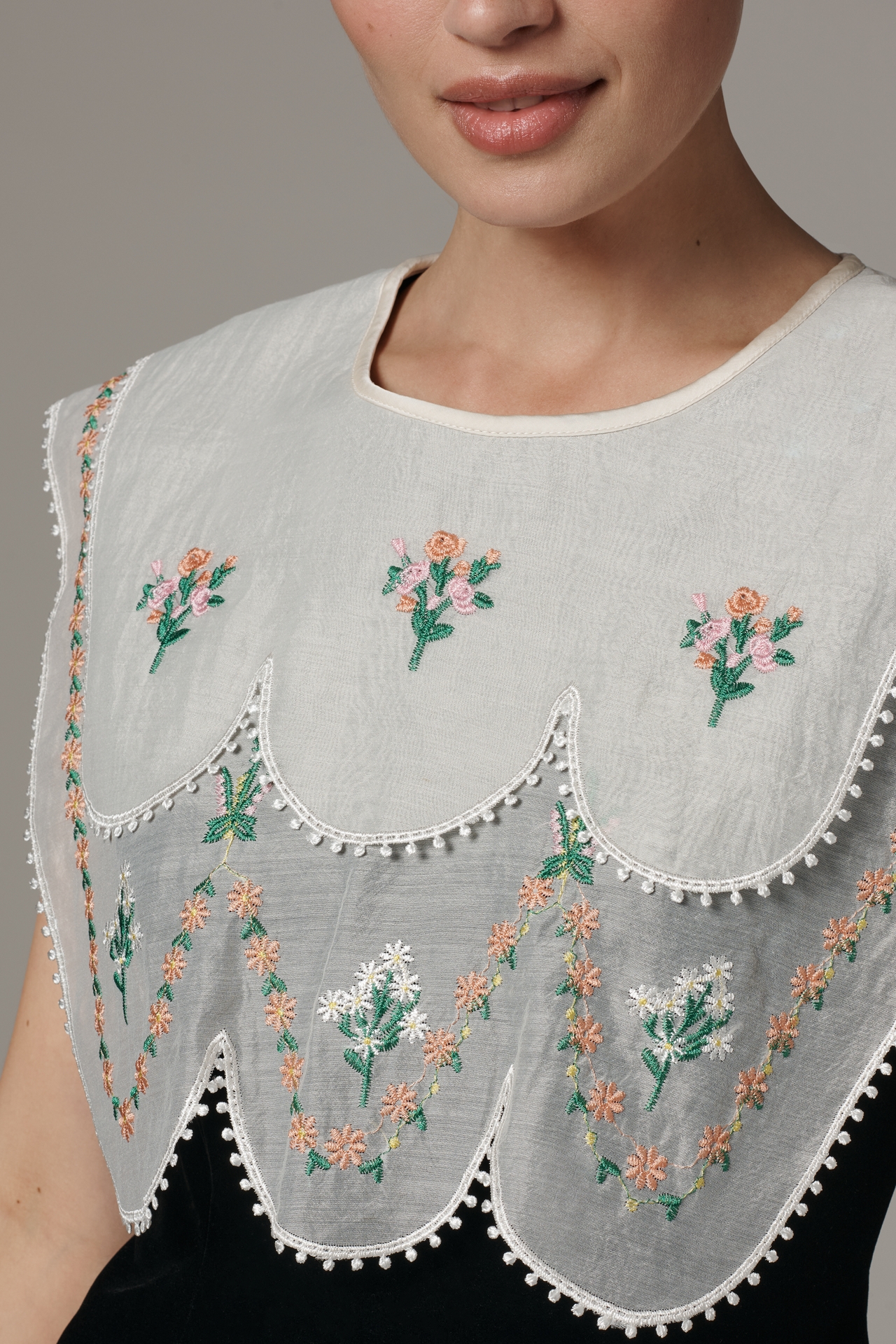 Maude McKenzie Sleeveless Embroidered Mini Dress
