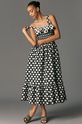 Maude Club Melody Ruffled A-line Midi Dress In Multi