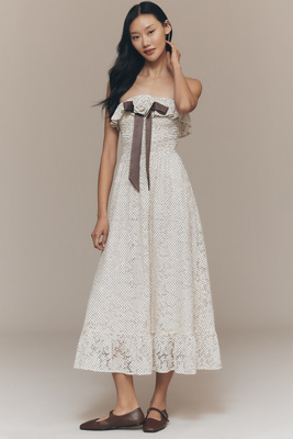 Maude Club Pippa Strapless Smocked Maxi Dress