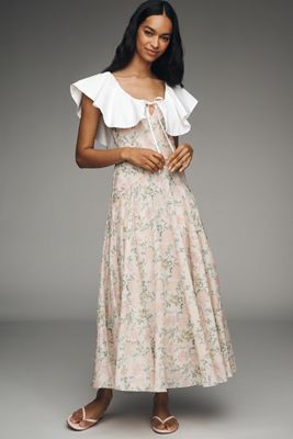 anthropologie engagement dress A-line Square Neck Straps Empire Waist Beaded Lace Burgundy Prom Dress, Slit main image 1