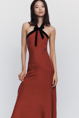 Maude Club Halter Bow Midi Dress by Anthropologie