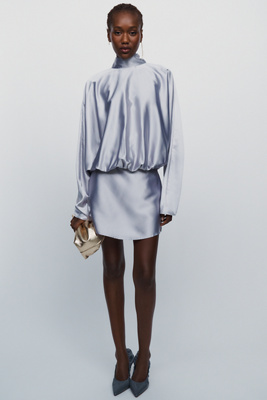 Maude Club Bellucci Mock Neck Mini Dress by Anthropologie