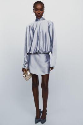Maude Club Bellucci Mock Neck Mini Dress