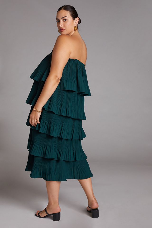 Pleated Tiered Midi Dress #5