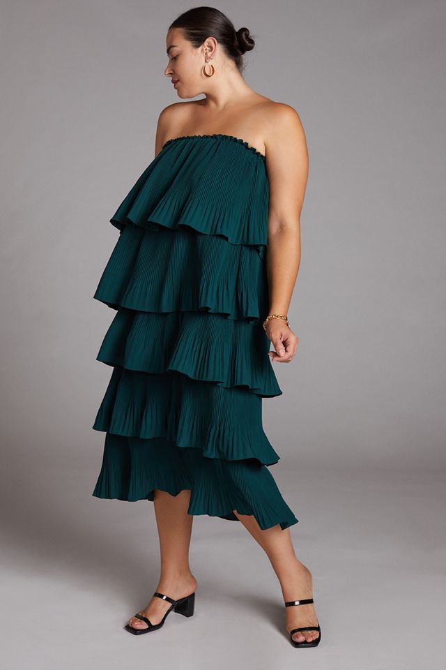 Pleated Tiered Midi Dress #3