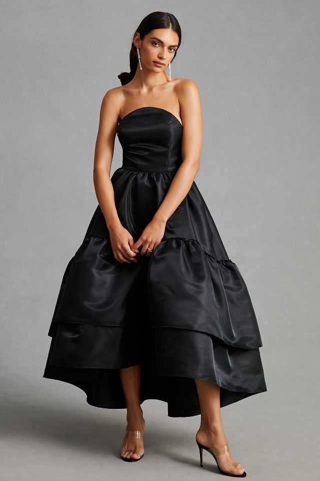 anthropologie tiered black dress