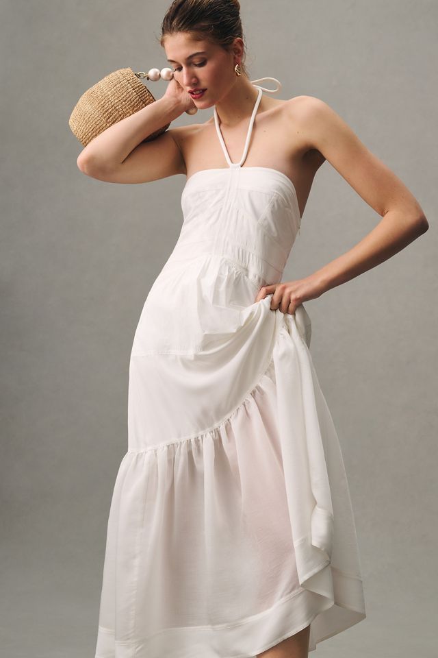 lilac halter neck dress La Lune Plunged Halter Midi Dress | Lilac | Dresses