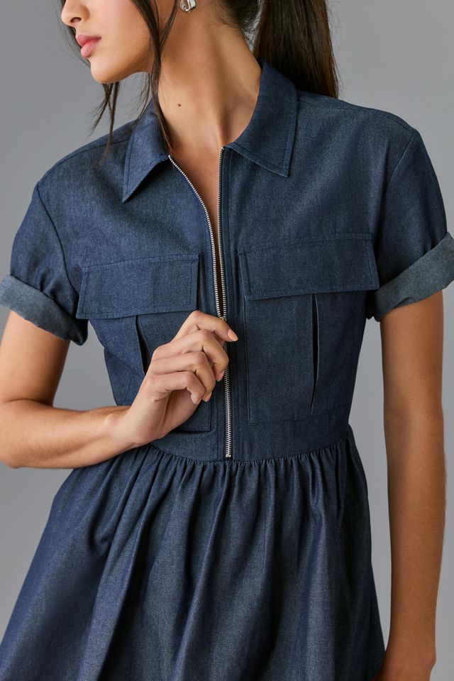 Mare Mare x Anthropologie Denim Bubble-Hem Dress #2