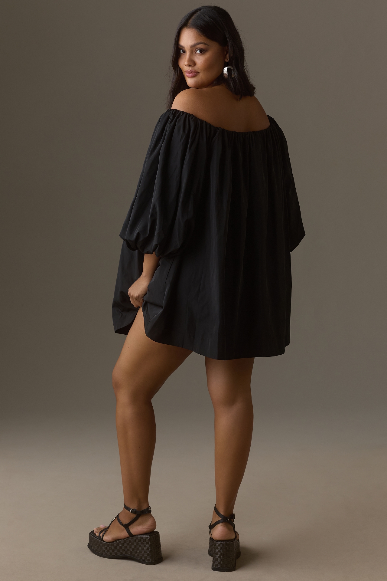 Mare Puff-Sleeve Off-The-Shoulder Mini Dress