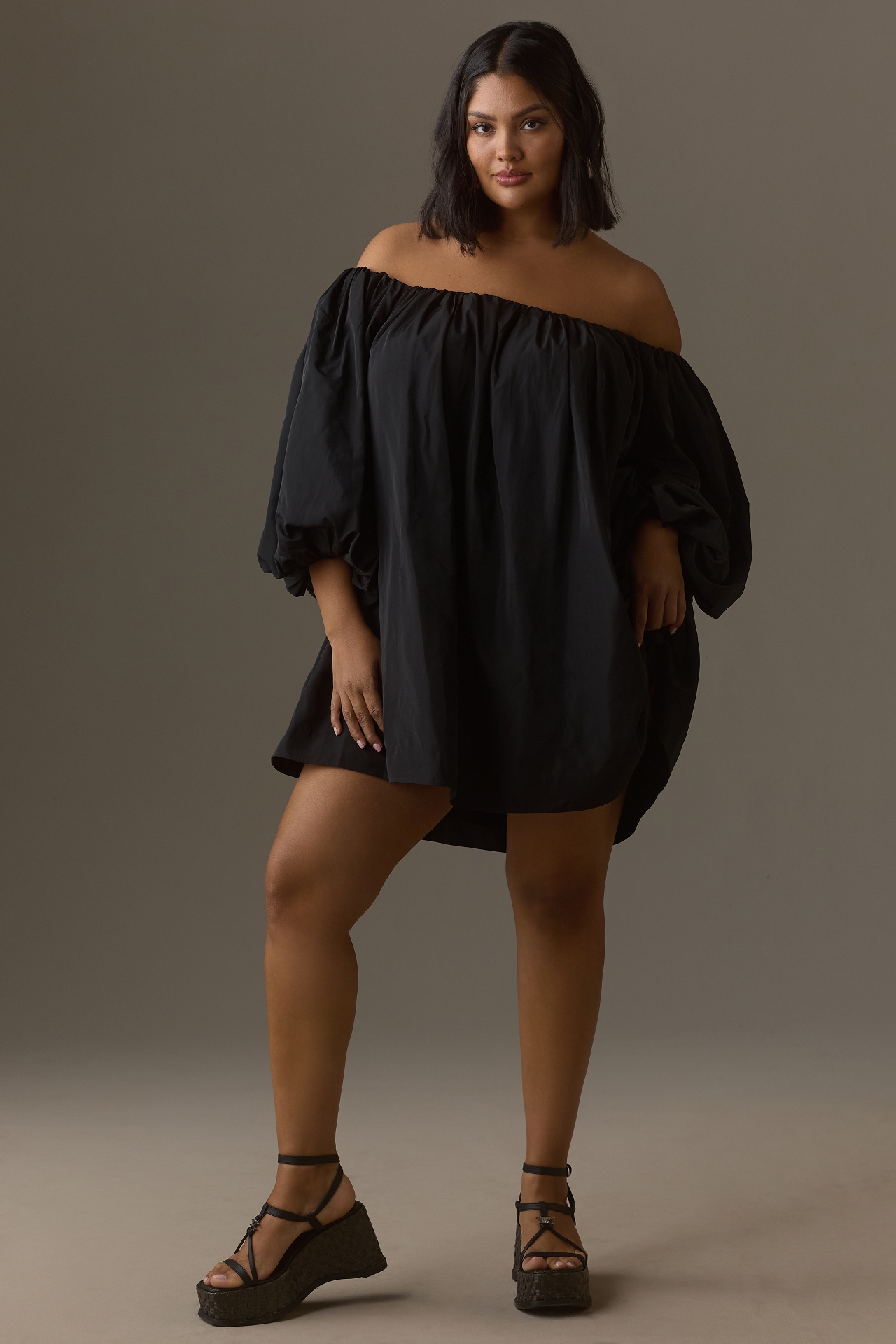 Mare Puff-Sleeve Off-The-Shoulder Mini Dress