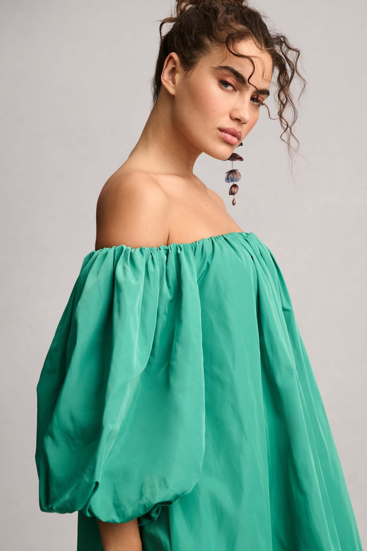 Mare Puff-Sleeve Off-The-Shoulder Mini Dress