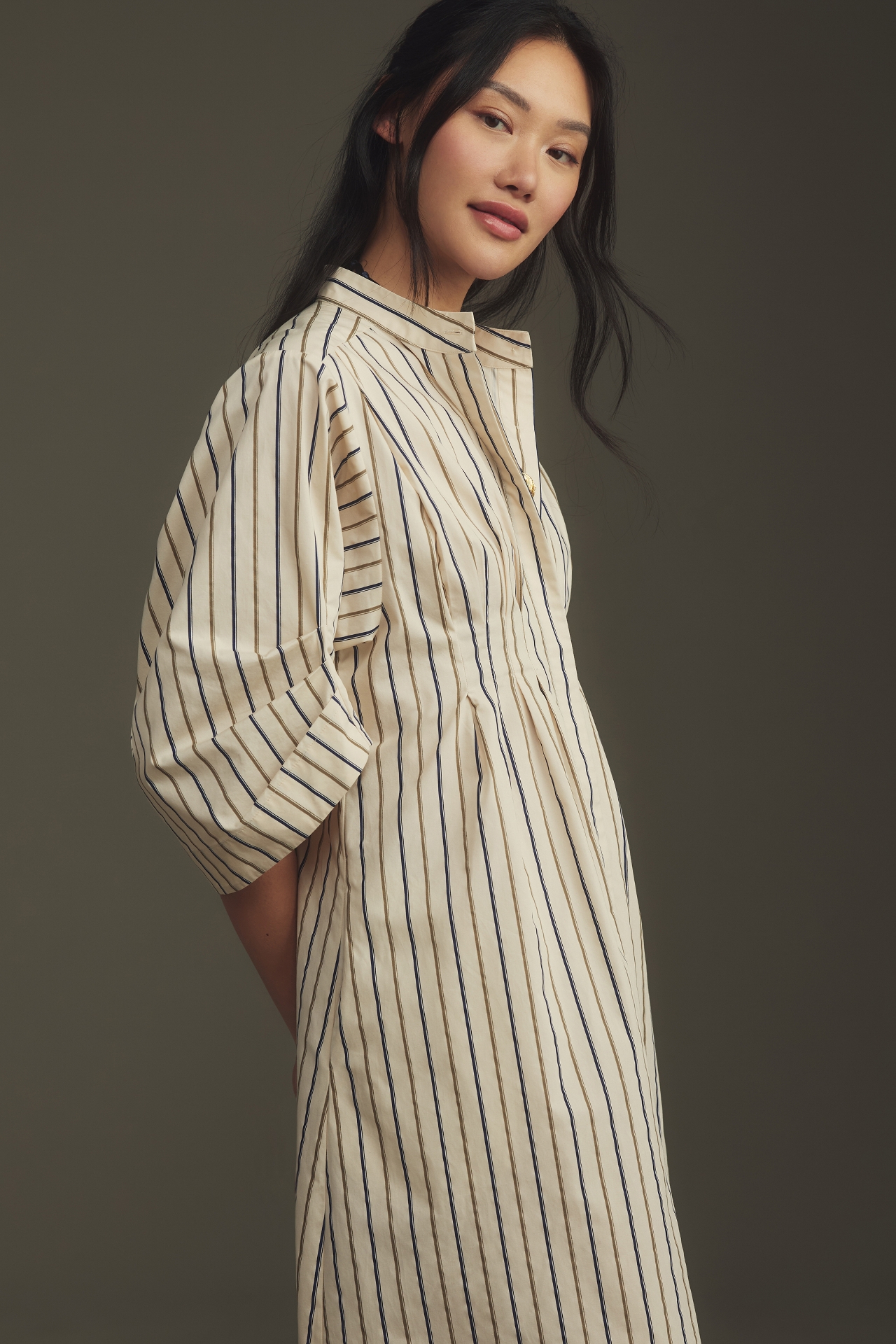 Mare Mock-Neck Striped Midi Dress