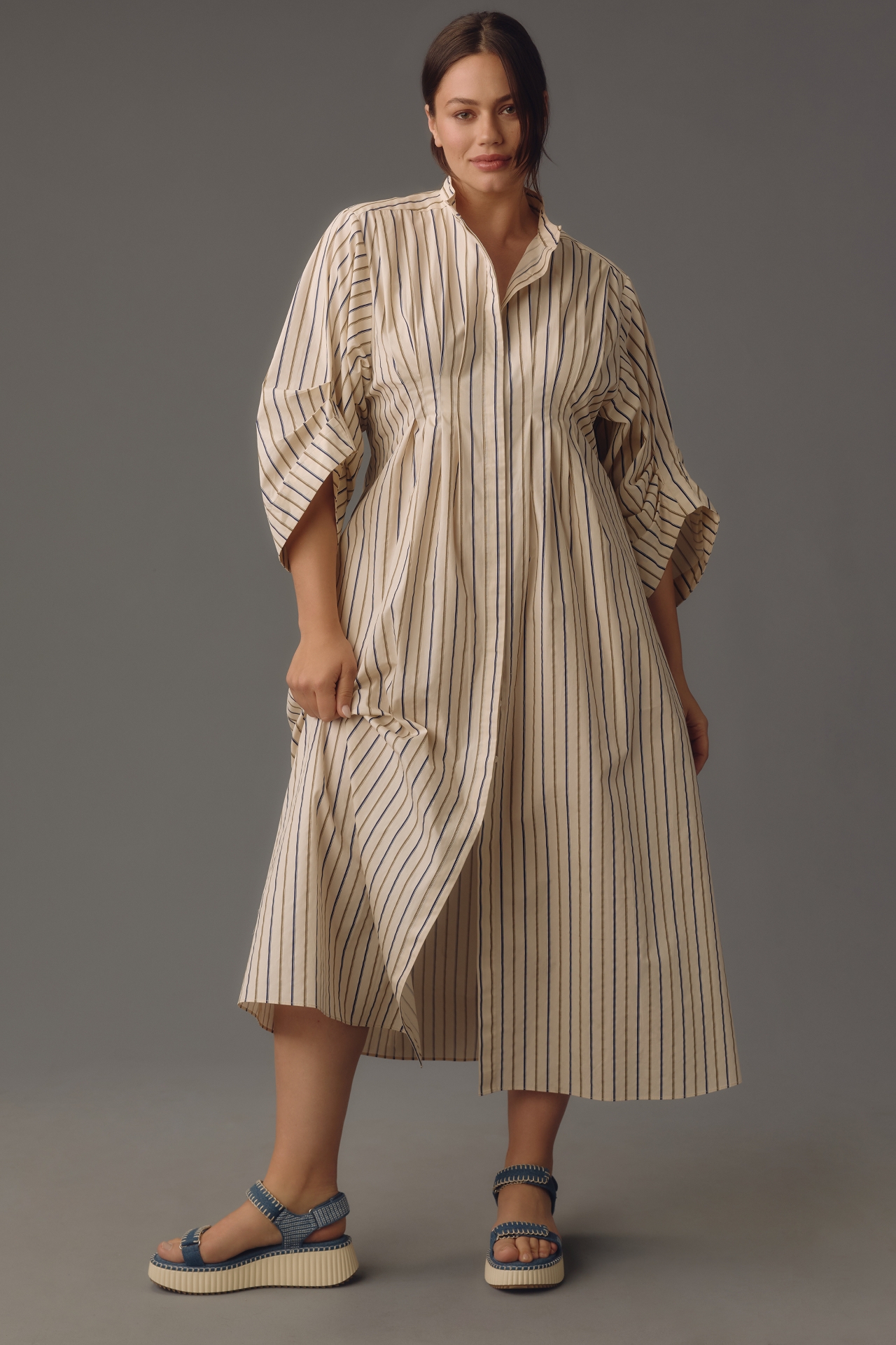 Mare Mock-Neck Striped Midi Dress