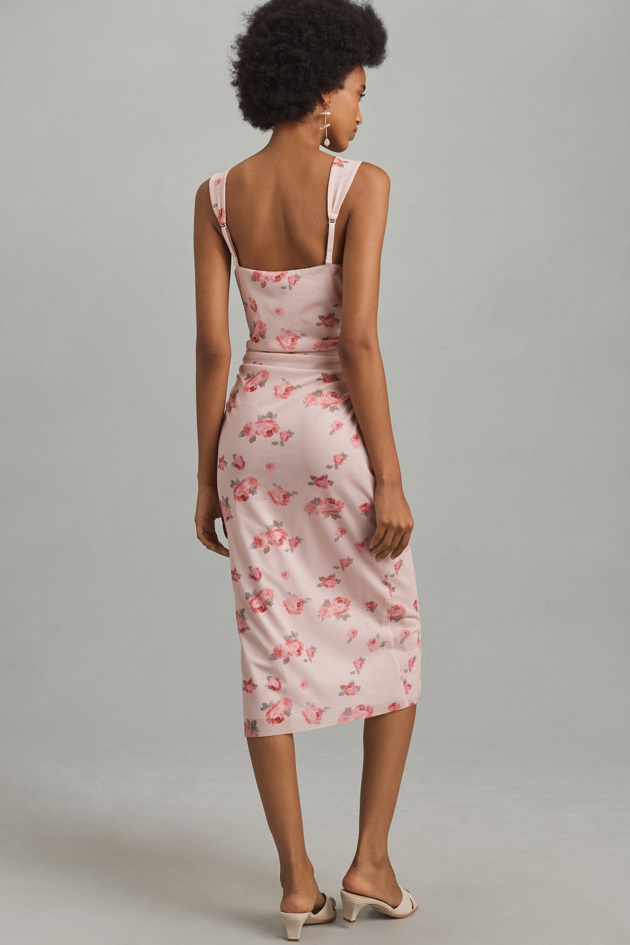 Mare Sleeveless V-Neck Slim Floral Midi Dress