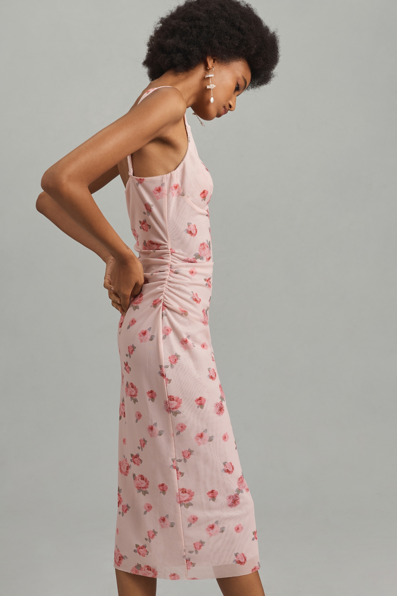 Mare Sleeveless V-Neck Slim Floral Midi Dress