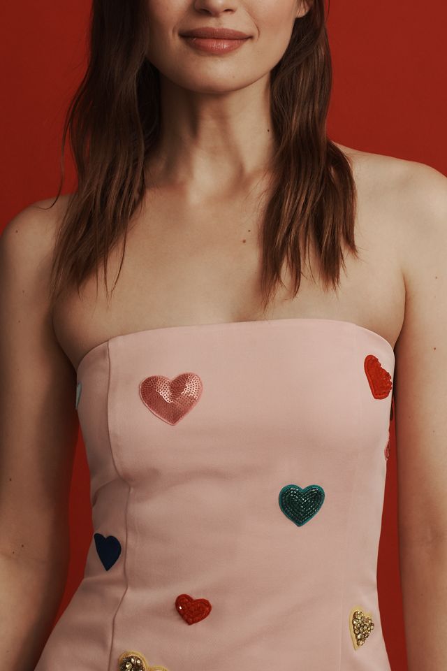 Mare Mare Strapless Heart-Embellished Mini Dress #3