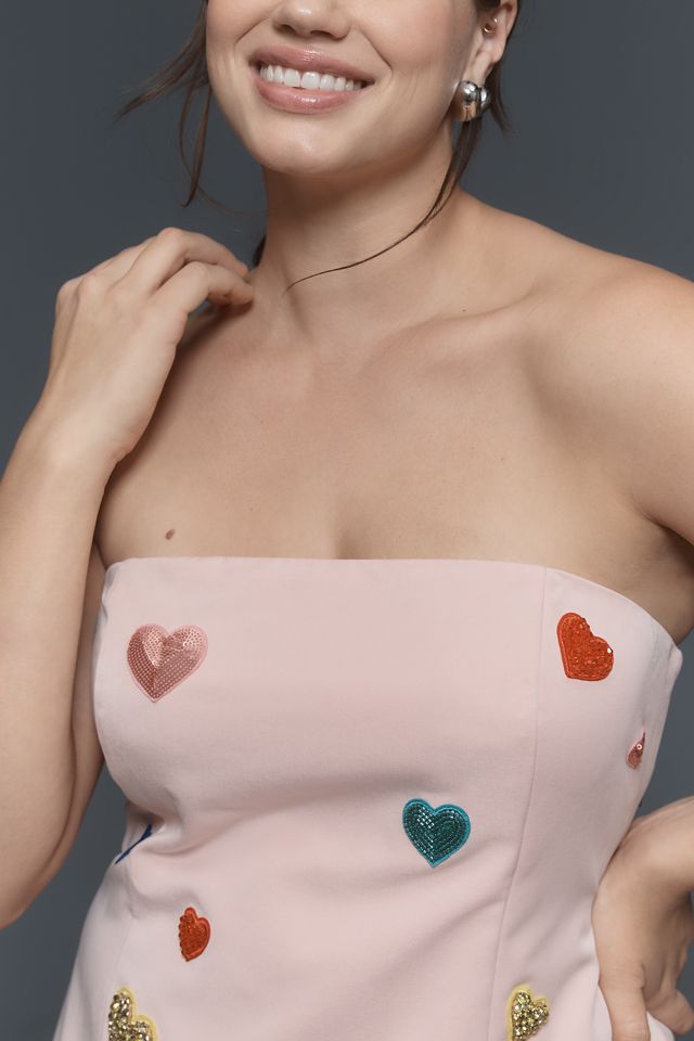 Mare Mare Strapless Heart-Embellished Mini Dress #6