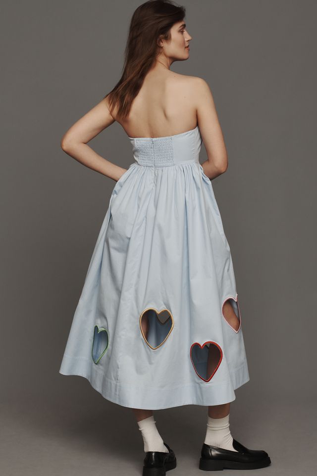 Mare Mare Strapless Cut-Out Hearts A-Line Midi Dress #3