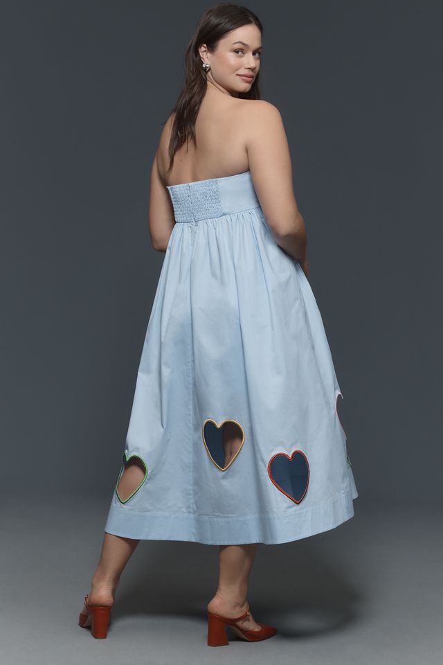 Mare Mare Strapless Cut-Out Hearts A-Line Midi Dress #6