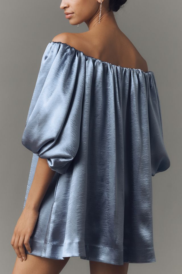 Mare Mare Off-The-Shoulder Puff-Sleeve Shine Mini Dress #2
