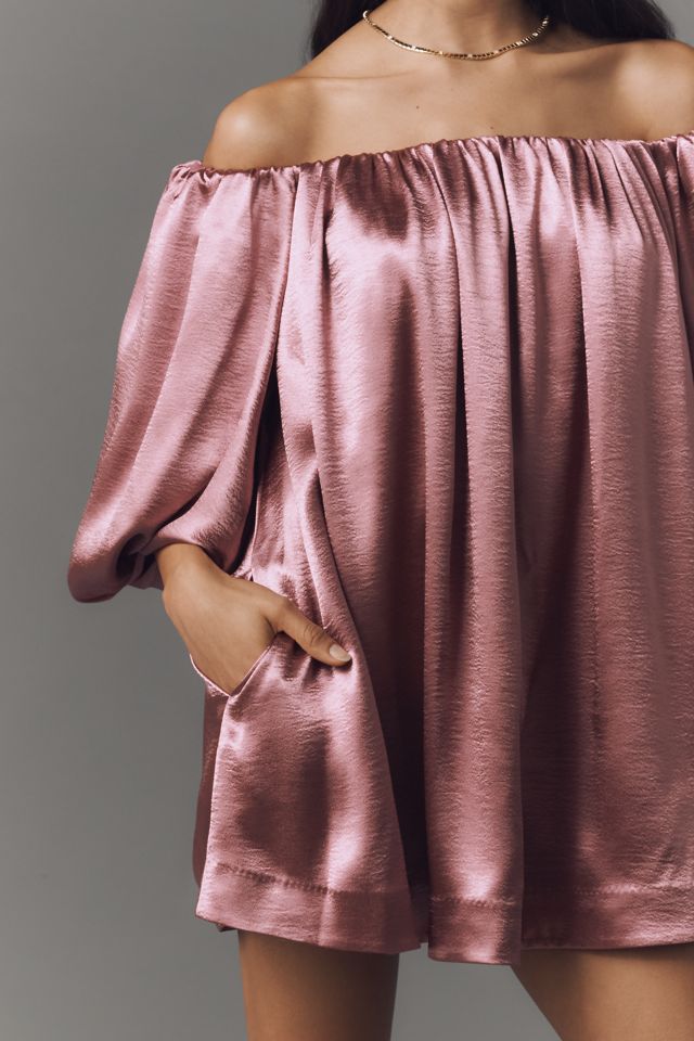 Mare Mare Off-The-Shoulder Puff-Sleeve Shine Mini Dress #3