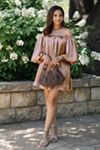 @heynasreen x Mare Mare Off-The-Shoulder Puff-Sleeve Shine Mini Dress