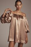 @heynasreen x Mare Mare Off-The-Shoulder Puff-Sleeve Shine Mini Dress