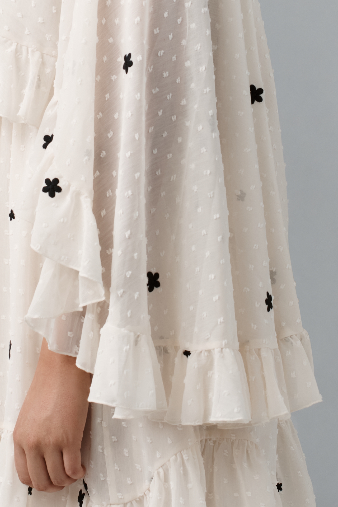 Mare Embroidered Chiffon Cape Swing Mini Dress