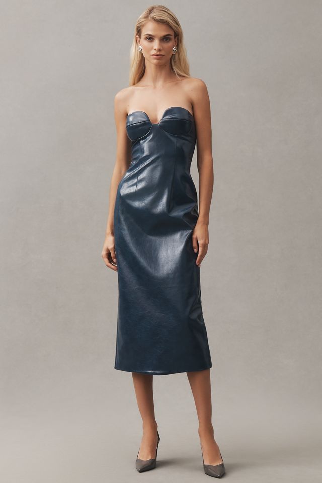 Mare Mare Faux-Leather Strapless Slim Midi Dress #1