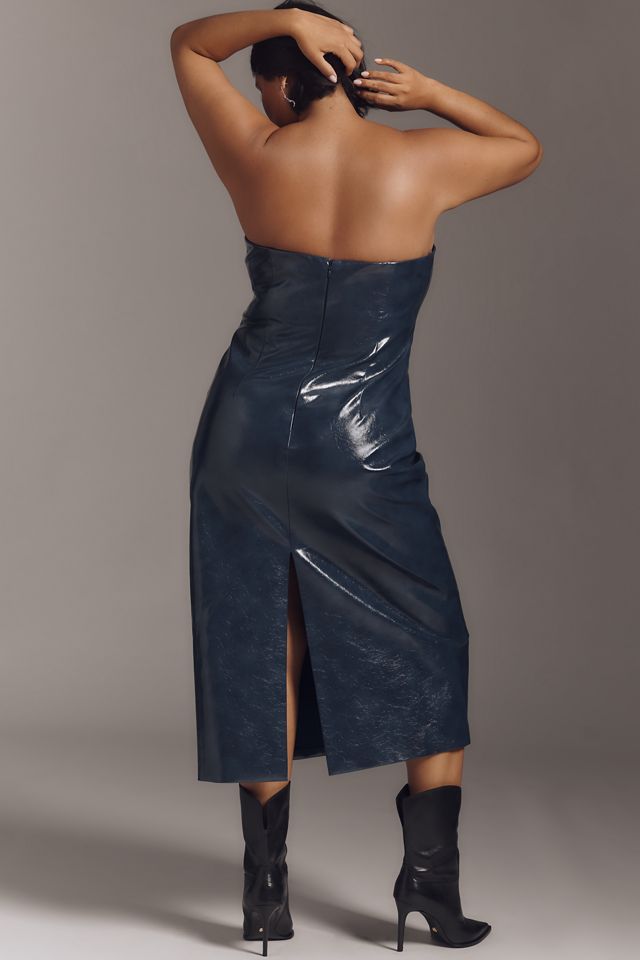 Mare Mare Faux-Leather Strapless Slim Midi Dress #5