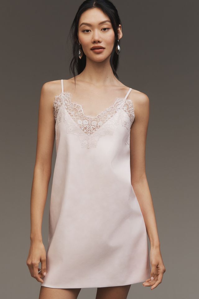 Mare Mare Faux-Leather Lace-Trim Slip Mini Dress #1