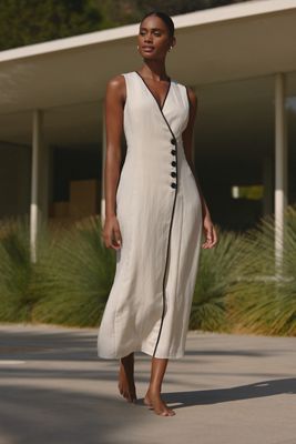 Mare Mare Sleeveless Linen Blend Wrap Midi Dress