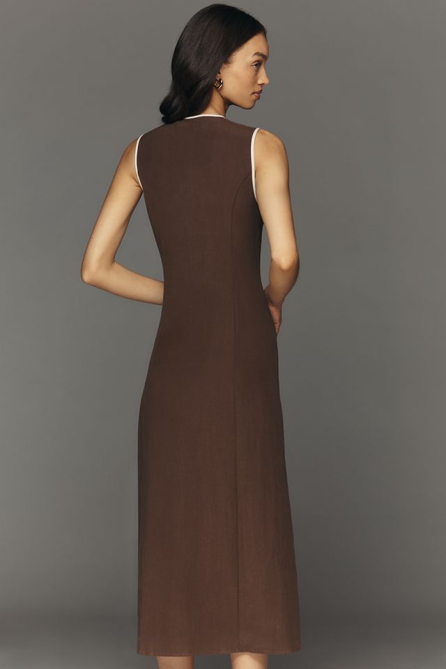 Mare Mare Linen Asymmetric Button Midi Dress | Anthropologie