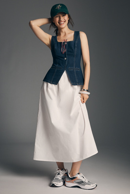 Mare Mare Twofer Denim Vest Maxi Dress | Anthropologie