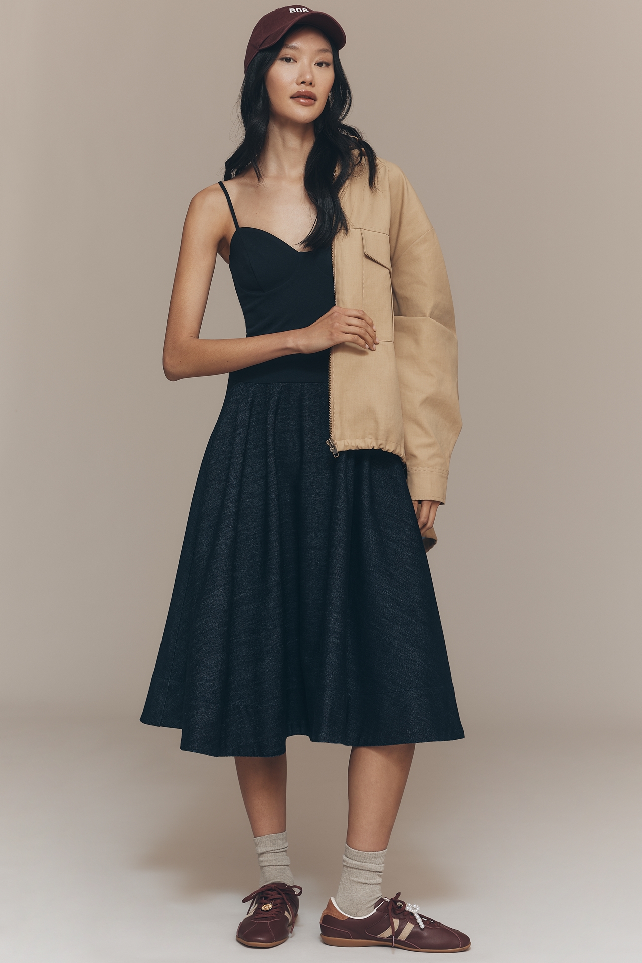 Mare Knit Denim Twofer Midi Dress