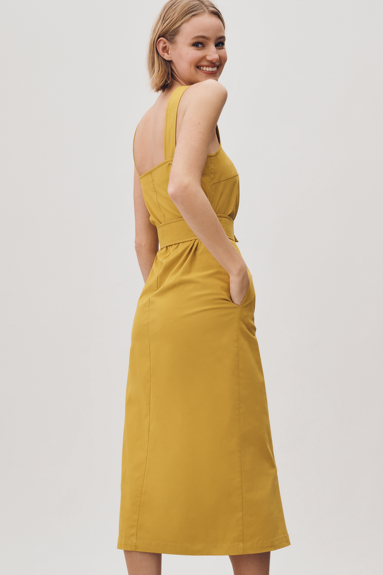 Mare Belted Utility Midi Trench Dress