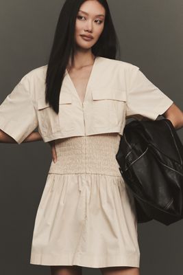 Mare Mare Utility Short-Sleeve Mini Shirt Dress