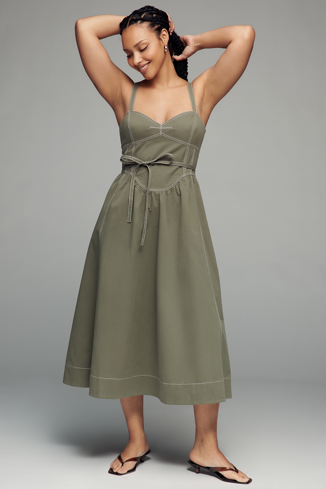 Mare Cotton Seamed Midi Dress