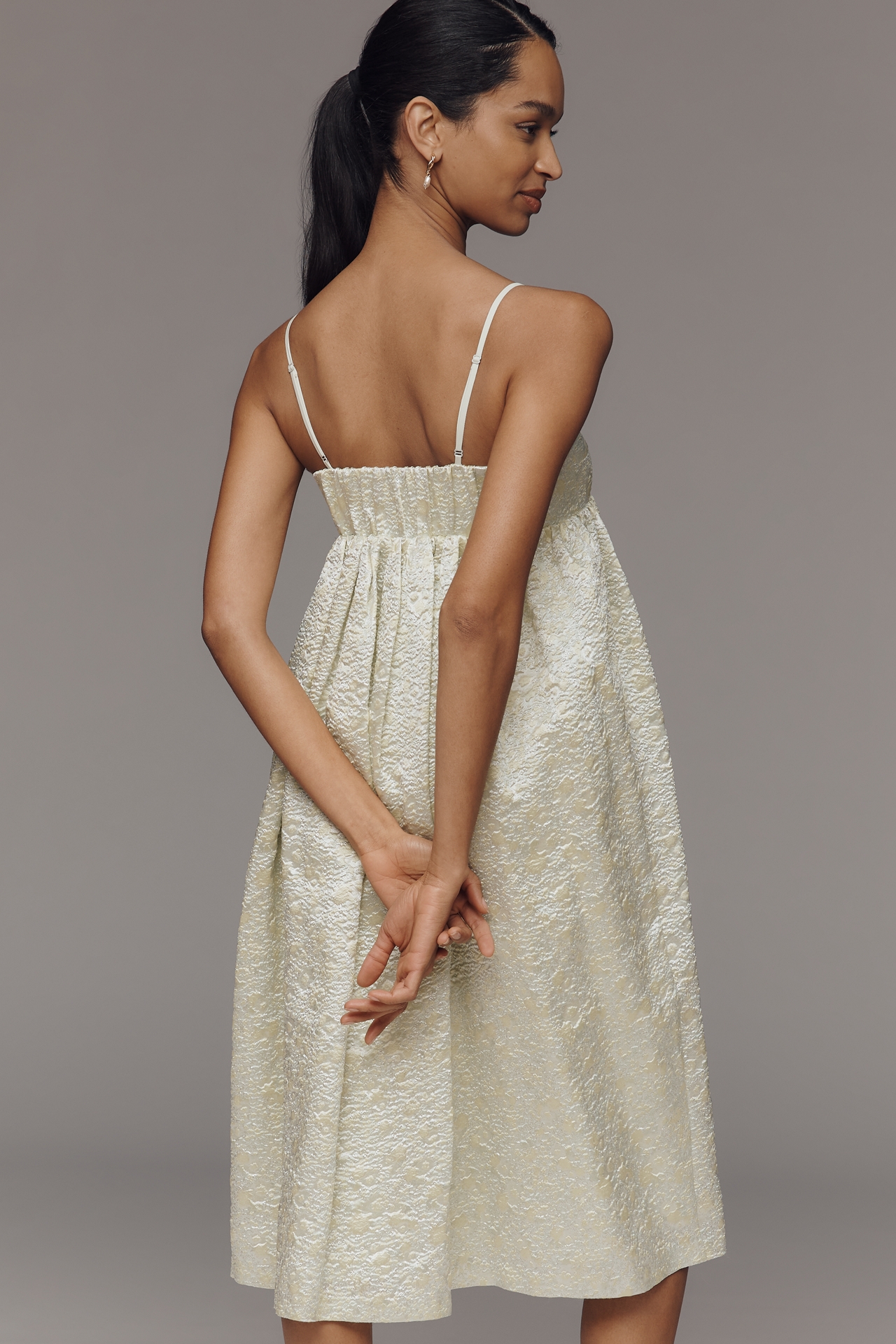 Mare Square-Neck Babydoll Midi Dress
