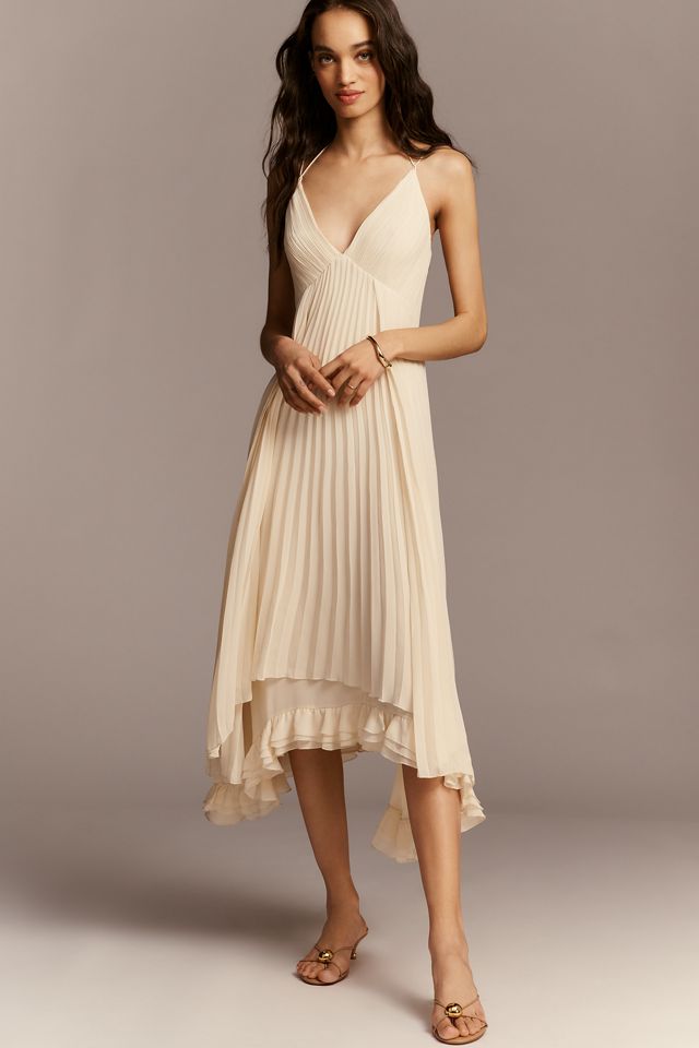 Mare Mare V-Neck Layered Pleated Midi Dress | Anthropologie