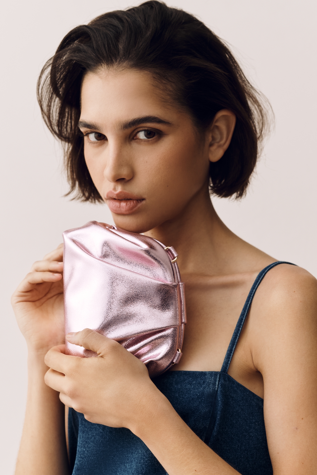 Mare Cotton Denim Square-Neck Mini Dress