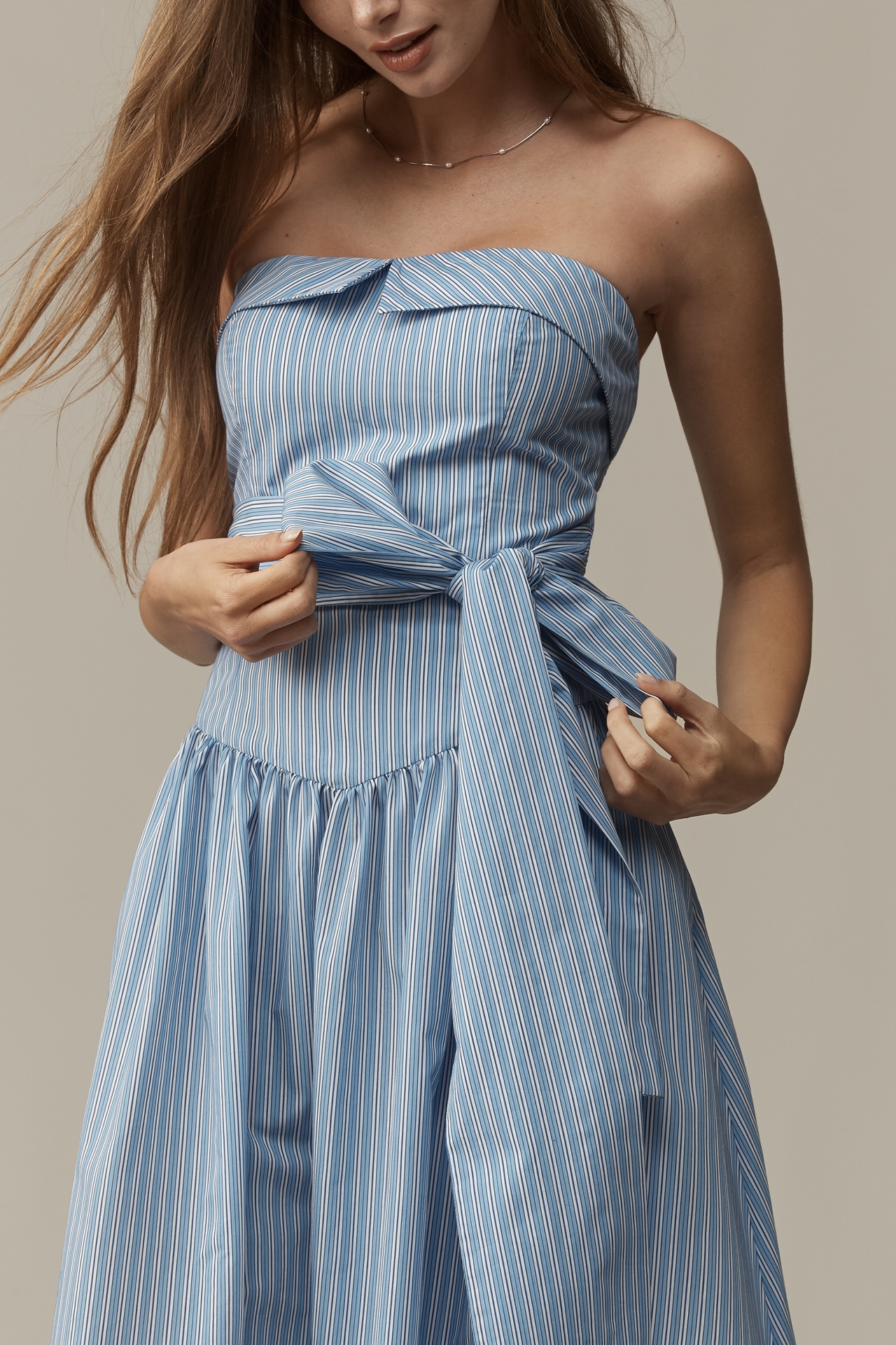 Mare Strapless Shirting Midi Dress