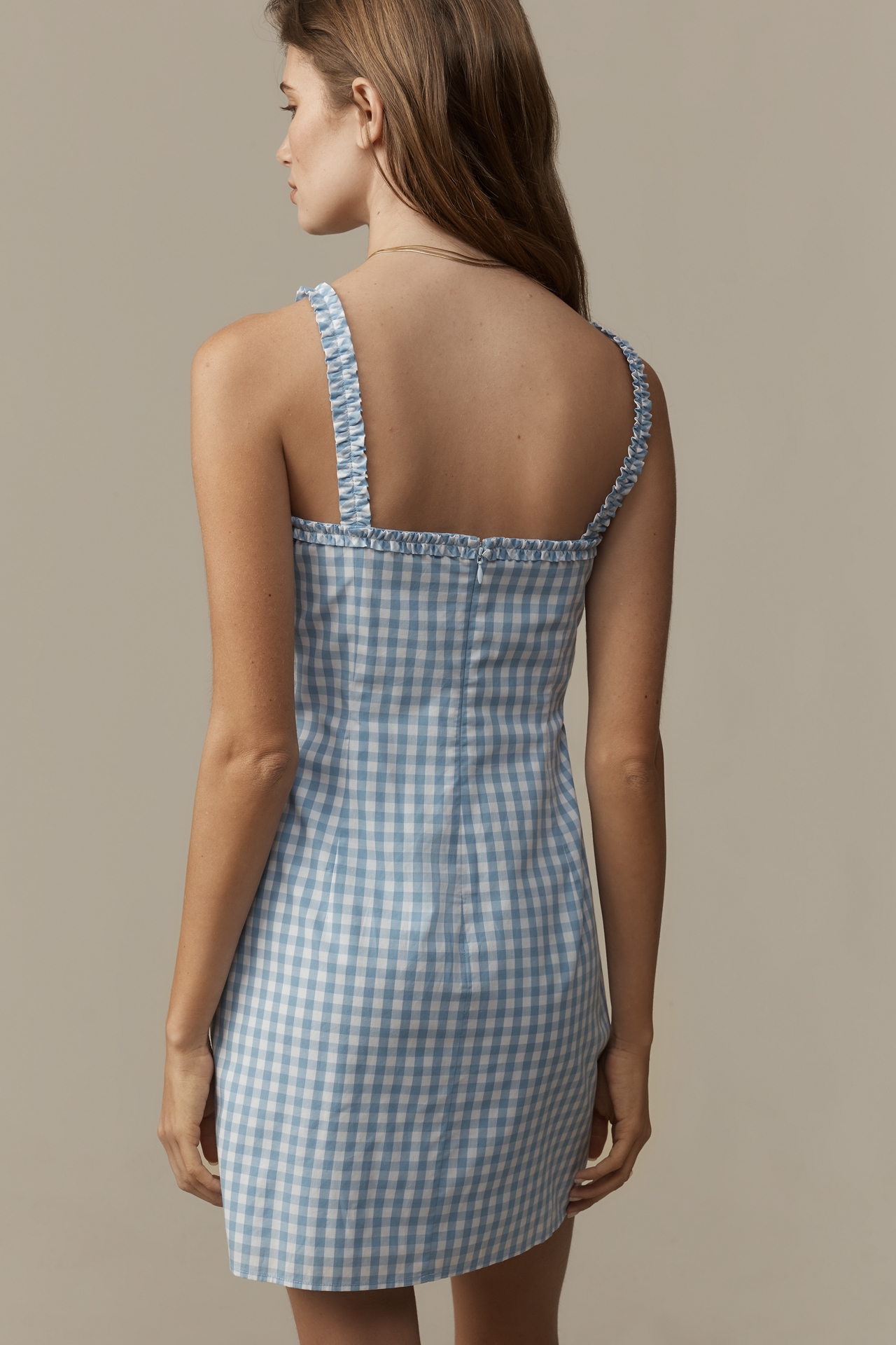 Mare Gingham Square-Neck Mini Dress