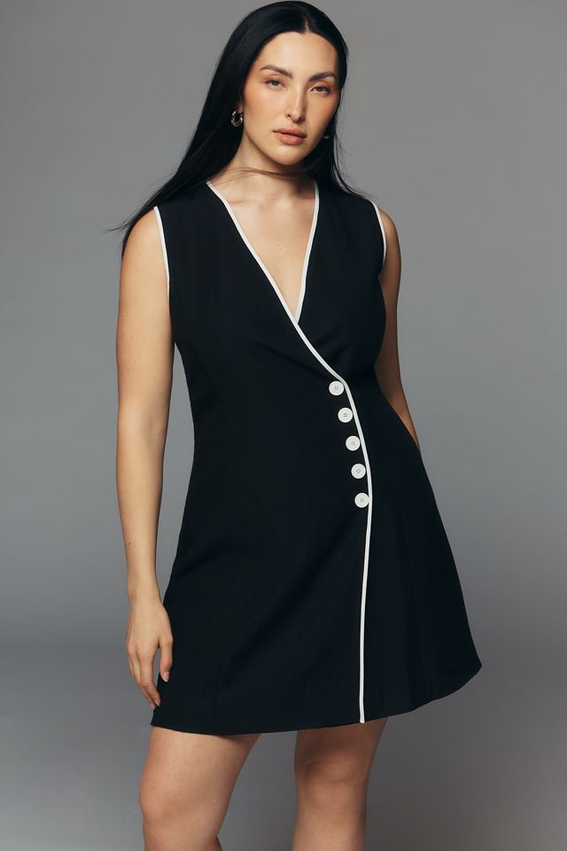 asymmetrical button mini dress Hyacinth House Black Asymmetrical Angelique Mini Dress Black / XS