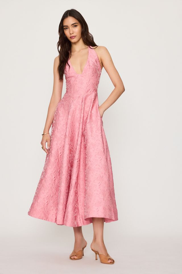 Robe longue Mare Mare à encolure américaine, coupe corset et évasée en jacquard #1