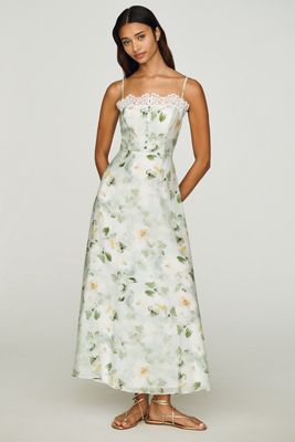 floral dresses Blue Floral Midi Cotton Casual Dress: Carmen Blue Floral / XSmall main image 0