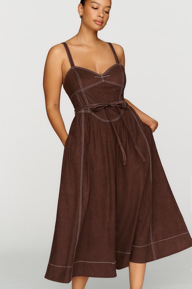 Mare Mare Faux Suede Seamed Midi Dress #5