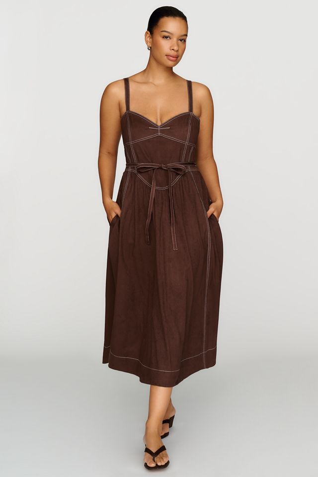 Mare Mare Faux Suede Seamed Midi Dress #4