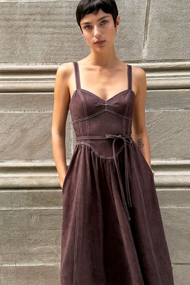 Mare Mare Faux Suede Seamed Midi Dress #3