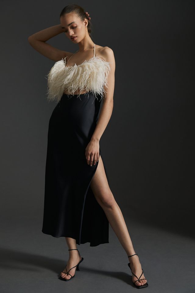 black and white dress with feathers Lace Lure Corset Draped Black Mini Dress main image 1